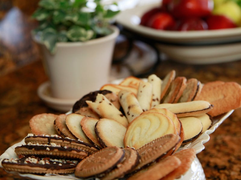 A plate of cookies in the kitchen at Auburn Oaks